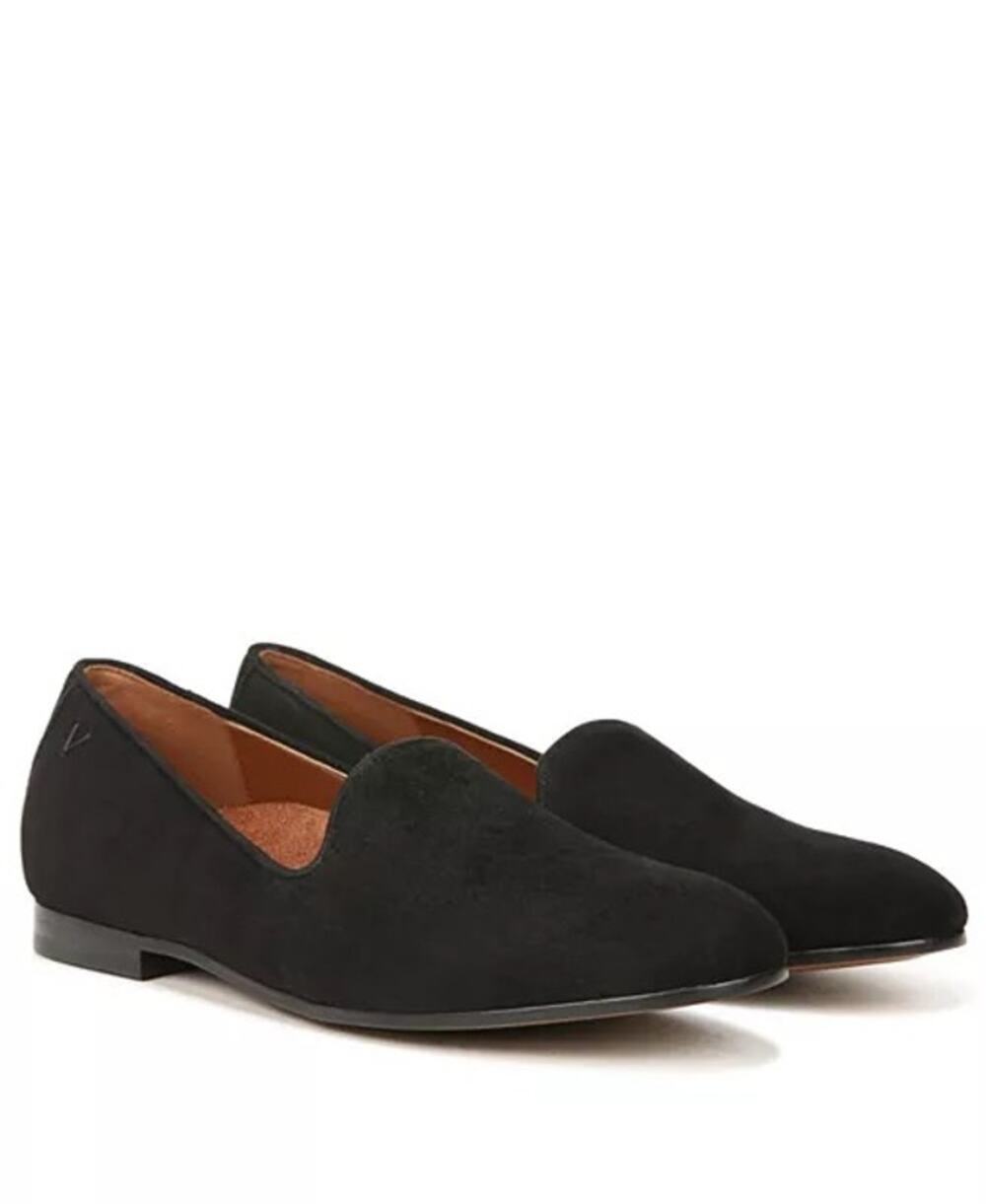 Vionic Willa Black Suede Smoking Loafers Flats Size 9.5